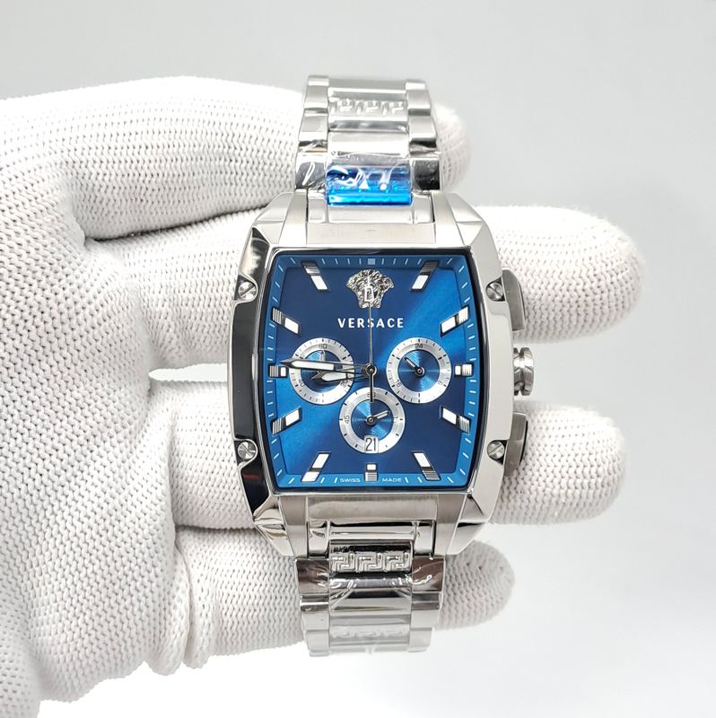 Versace Dominus Chronograph Steel Blue Dial Swiss Watch