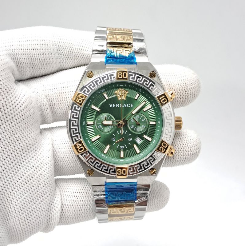 Versace V-Sporty Greca Chronograph Dual Tone Green Dial Swiss Watch