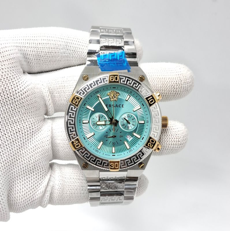 Versace V-Sporty Greca Chronograph Steel Blue Dial Swiss Watch