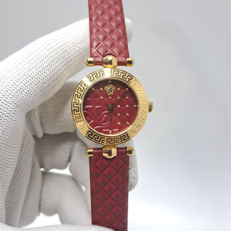 Versace Vanitas Micro Red Dial Red Leather Strap Swiss Watch