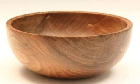 Round Deep Grain Polished Wooden Bowl