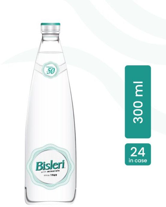 Bisleri Drinking Water 300ml Glass Water Bottles