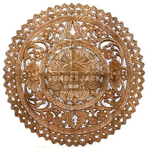 Decorative Sheesham Floral Leaf Motif Accent Wall Panel