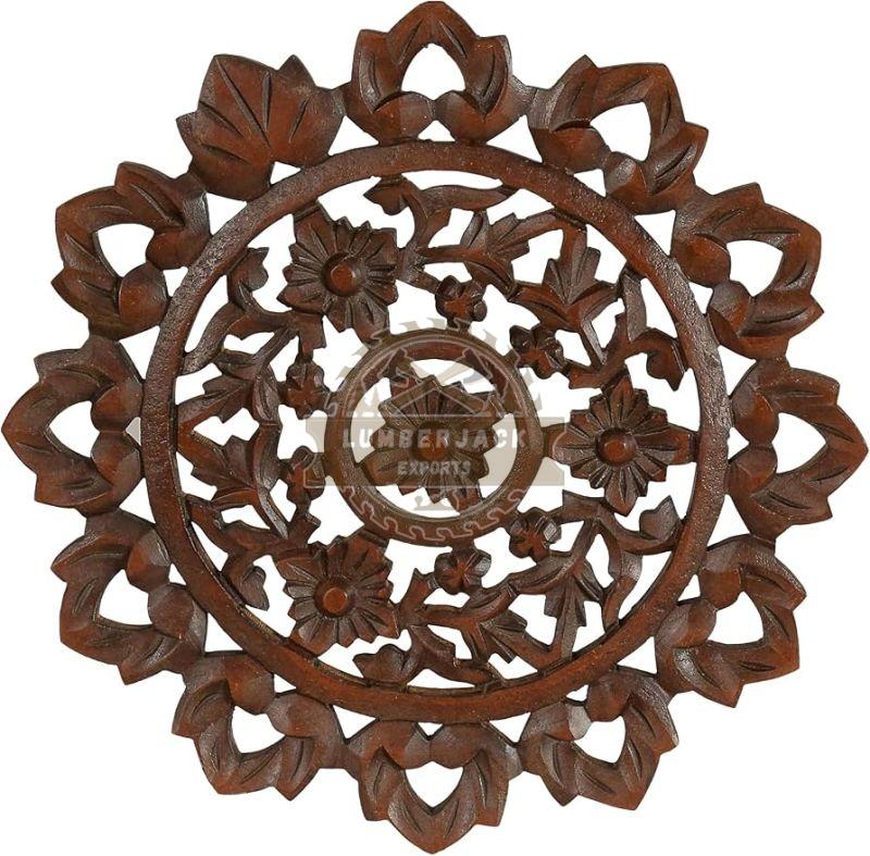 Decorative Teak Floral Concentric Wall Accent Panel