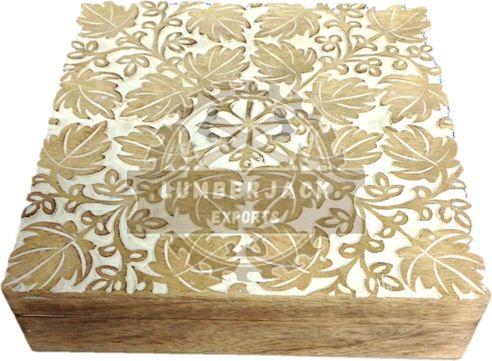 Decorative Wood Floral Carved Keepsake Box