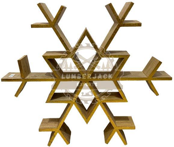 Geometric Wood Snowflake Shelf