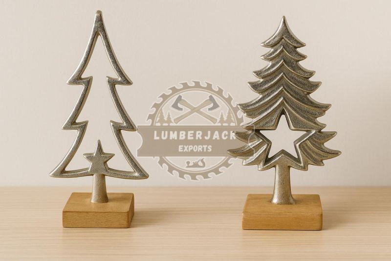 Metallic Christmas Tree Duo with Central Star Cutouts