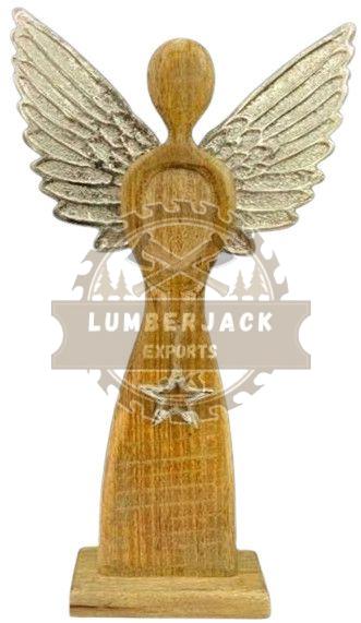 Minimalist Wood Angel Figurine with Star Embellishment