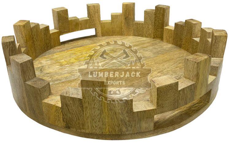 Round Wooden Serveware Decorative Tray
