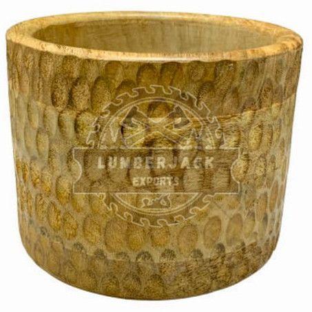 Textured Oval Mango Wood Utility POT
