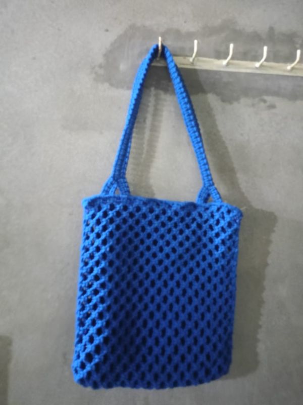 Blue Handmade Macrame Bag