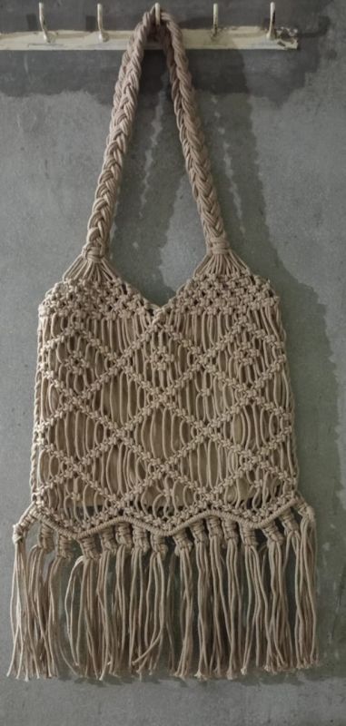 Creamy Bohemian Style Macrame Sling Purse