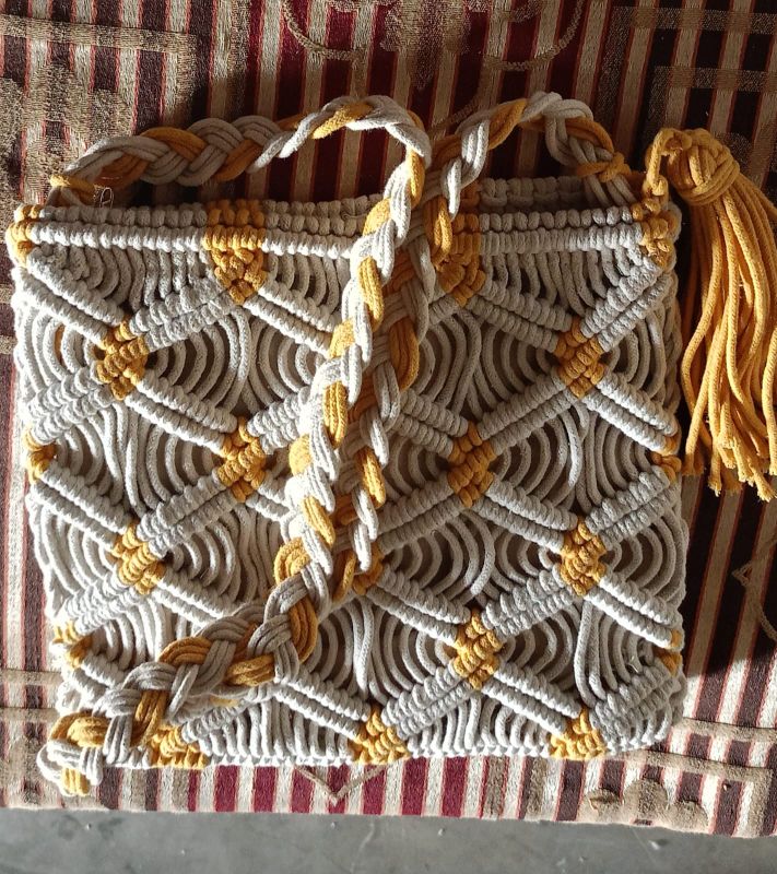 Dual Tone Handcrafted Macrame Shoulder Bag