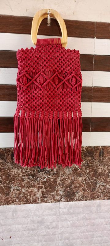 Red Boho Macrame Hand Bag
