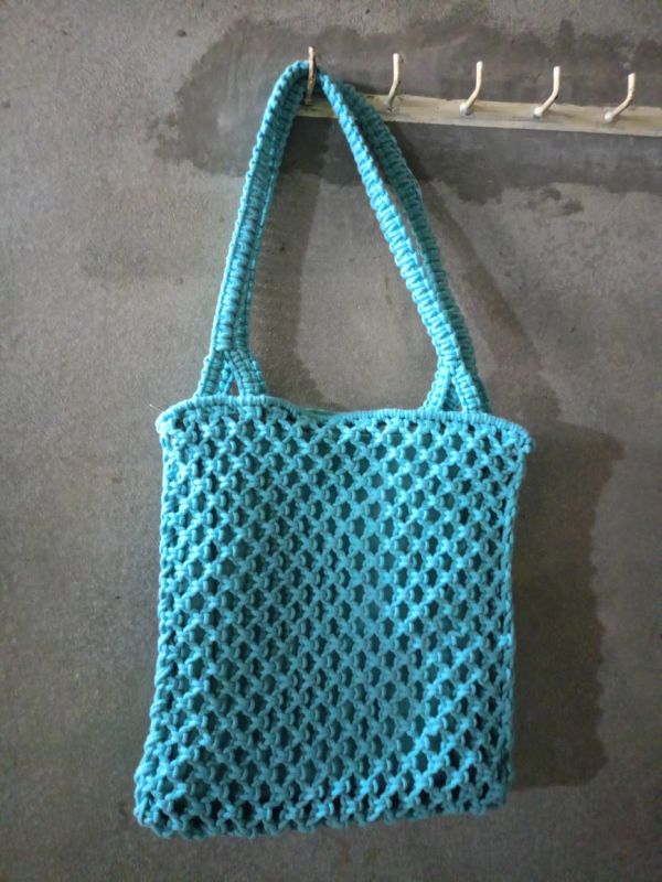 Sky Blue Handmade Macrame Bag