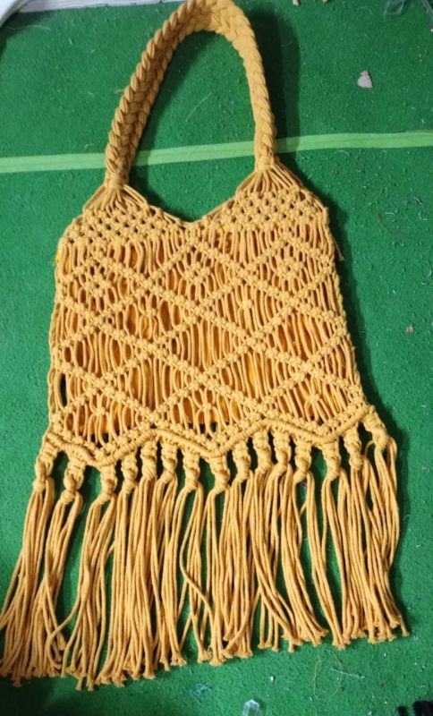 Trending Yellow Macrame Tote Bag