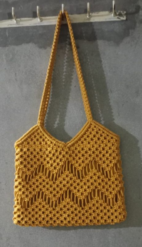 Yellow Handmade Macrame Shoulder Sling Bag