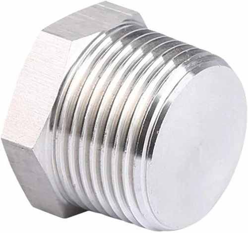 Stainless Steel 304L Hex Head Plug, Color : Silver for Pipe Fittings