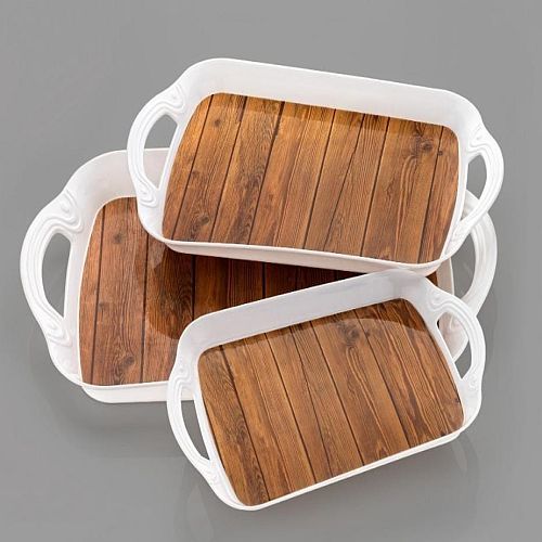 Rectangular Plastic Serving Tray, Color : Brown, White