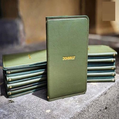 Green Leather Menu Cover, Shape : Rectangular for Hotel, Restaurant
