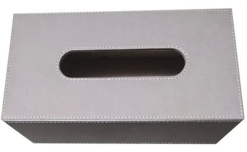 Glossy Plain Grey Leather Tissue Box Standard