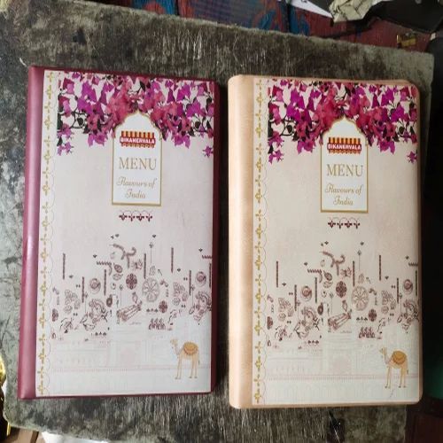 Printed Leather Menu Cover, Color : Multicolor for Hotel, Restaurant