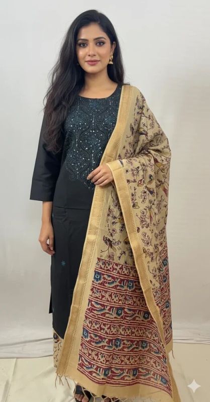 Regular Fit Cotton Embroidered Kurti Set