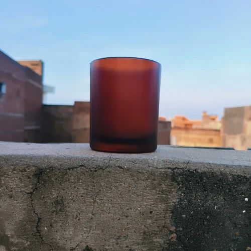Plain Glass Decorative Candle Jar, Color : Brown
