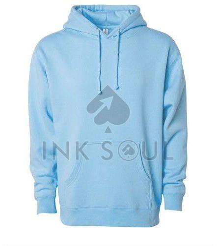 Plain Mens Blue Cotton Hoodies