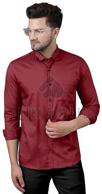 Mens Burgundy Cotton Shirts