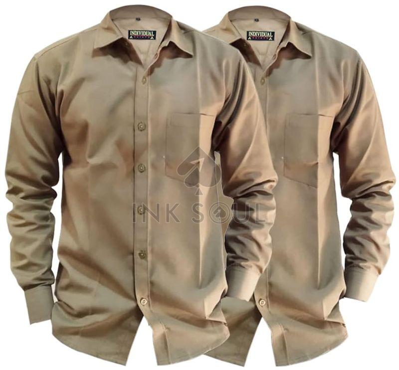 Mens Khaki Cotton Shirts