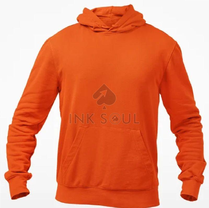 Mens Orange Cotton Hoodies