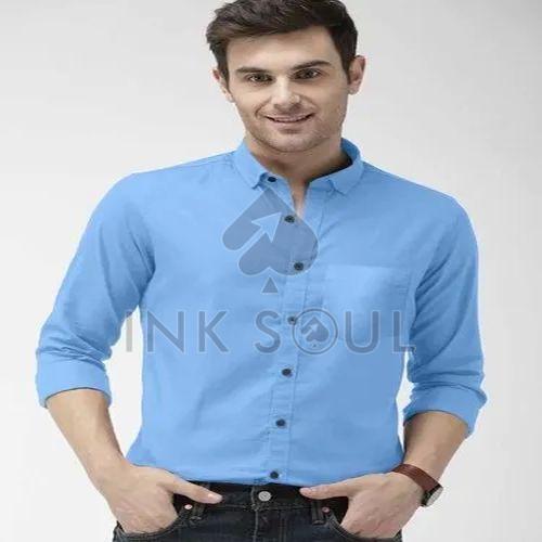 Mens Sky Blue Cotton Shirts
