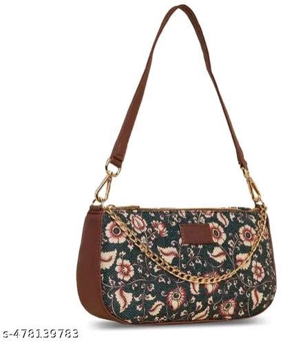 Printed Designer Hand Bags, Color : Brown for Shopping, Party, Office