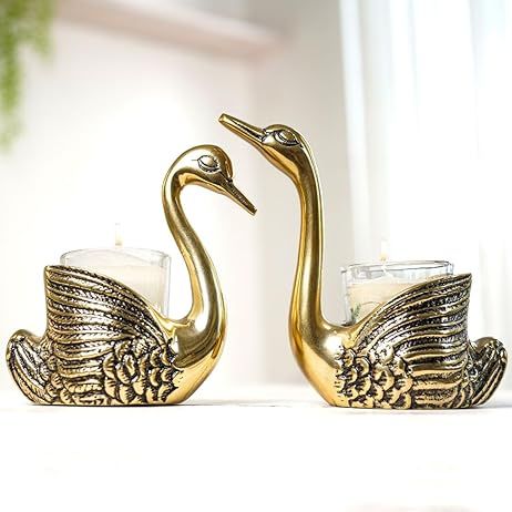Brass Swan Candle Holder
