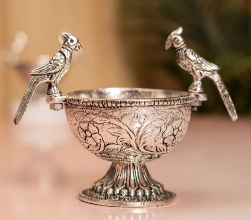German Silver Parrot Bowl