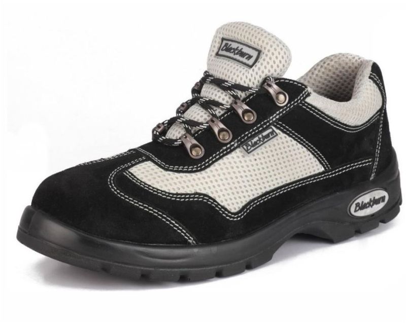 Sporty Leather Safety Shoes 758SD Black