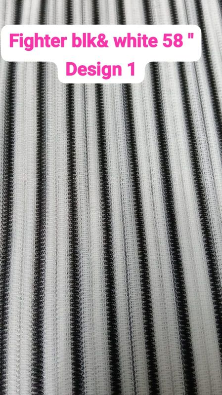 Unstitched Polyester Stripped Shirt Fabric Black and White