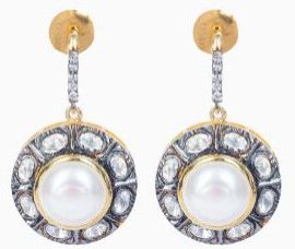 92.5 Sterling Silver Hyderabadi Diamond Studs Earrings
