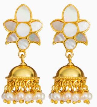 92.5 Sterling Silver Mother OF Pearl Earrings, Color : Gold, White