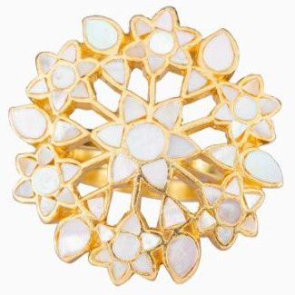 Mother OF Pearl Ring, Color : Gold, White