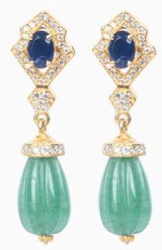 Polki Moissanite Earrings, Color : Gold, Green, White, Blue