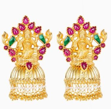 92.5 Sterling Silver Temple Earrings, Color : Gold