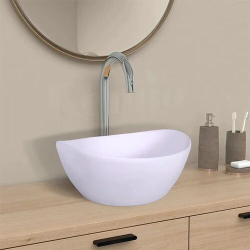 Ceramic Table Top Wash Basin, Color : White