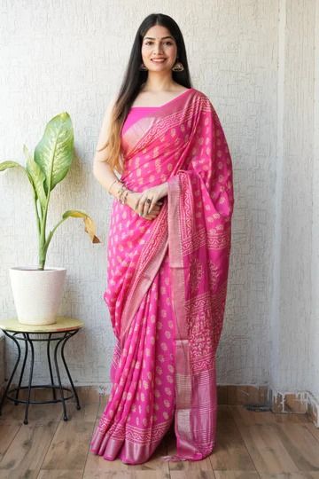 pure chanderi ghicha border silk saree