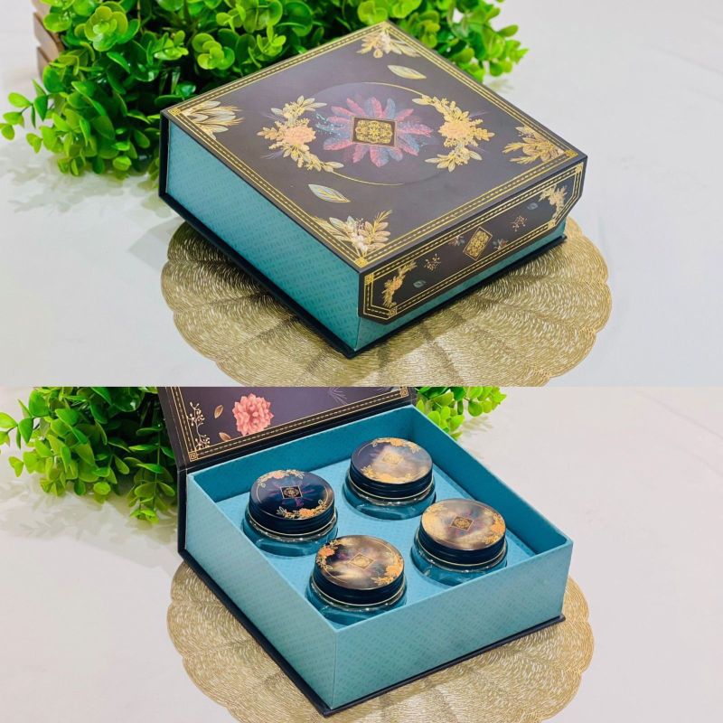 Square Blue 4 Jar Gift Hamper