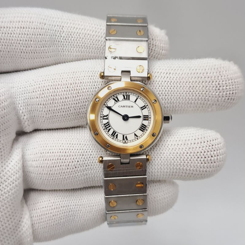 Cartier Pre-owned Santos Dual Tone Steel White Dial Swiss Quartz Watch