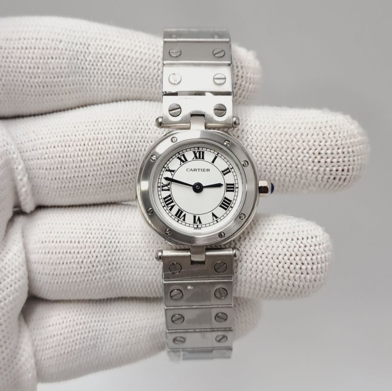 Cartier Pre-owned Santos Steel White Dial Swiss Quartz Watch