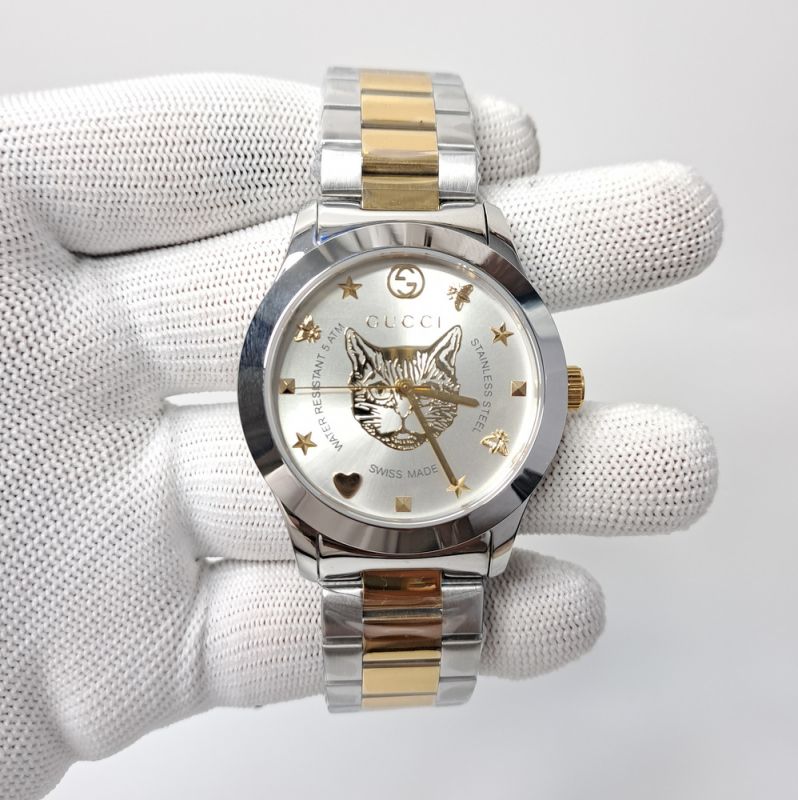 Gucci Timeless Silver Dial Dual Tone Stainless Steel Swiss Watch