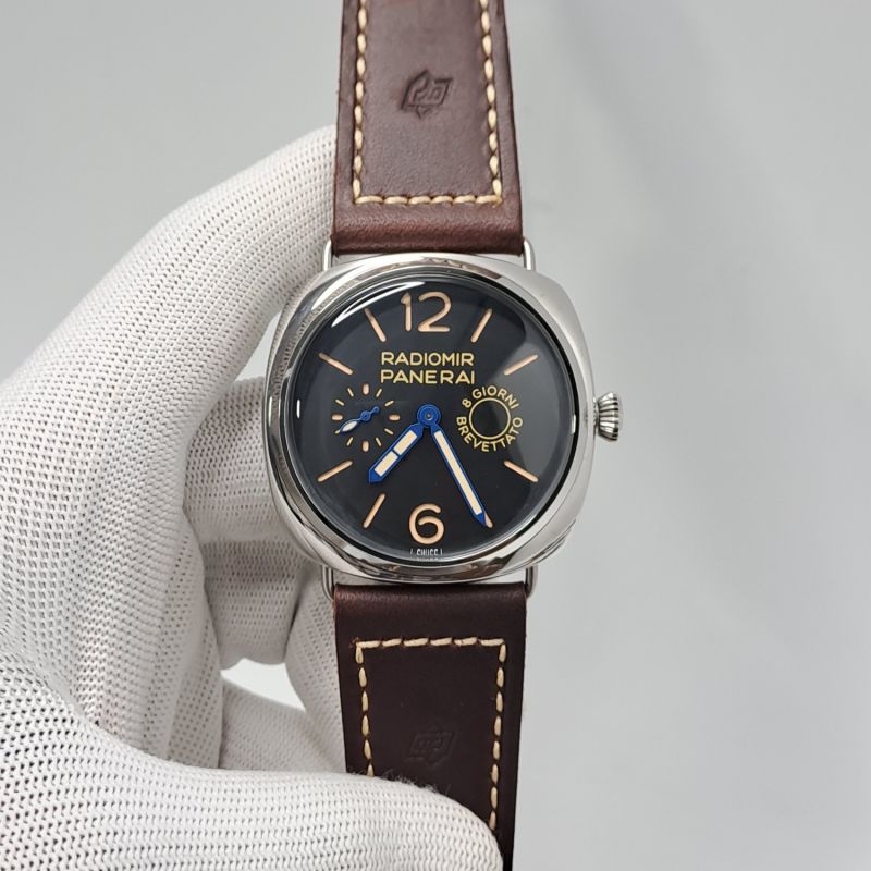 Luminor Panerai Radiomir Giorni Breveatto Steel Black Dial Brown Leather Strap Swiss Automatic Watch